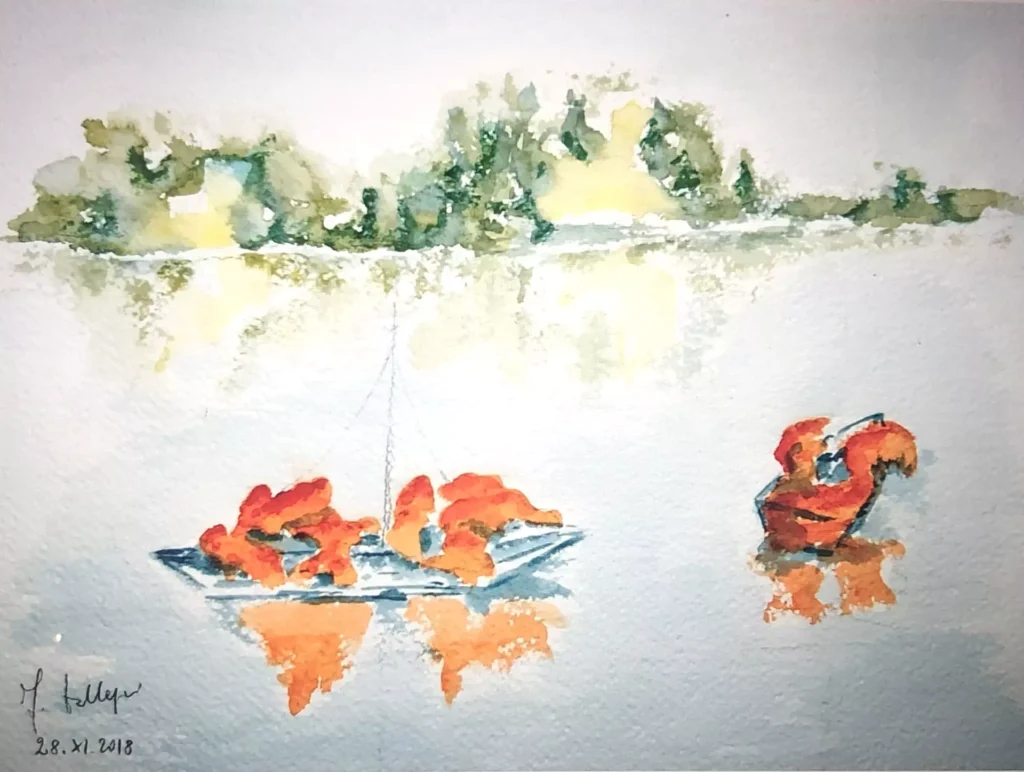 Barche nel lago n.1; 2018; 38x50